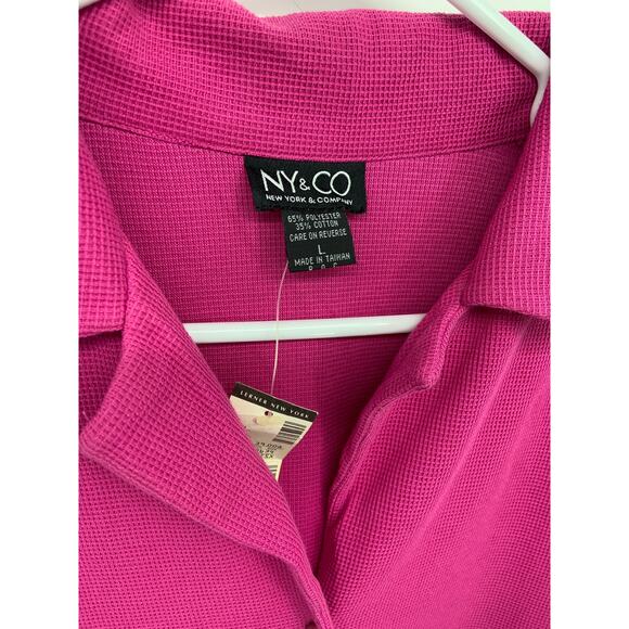 NY & Co Sleeveless Collared Waffle Knit Front Button Top Size L NWT - Picture 2 of 5